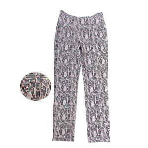 Swing Control Womens Geometric Print Golf Pants Black Orange Abstract Preppy